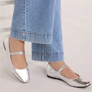Time and Tru Silver Mary Jane Flats